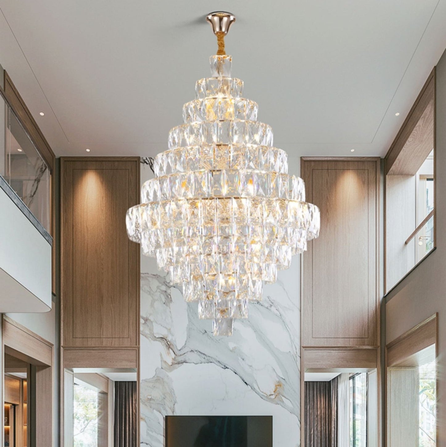 Extra Large Crystal Chandelier – Luxury Foyer Ceiling Light for Living Room, Entrance, and Staircase