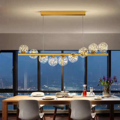 Modern 9-Bulb LED Chandelier with Milky Glass Balls - Stylish Dining Room Pendant Light