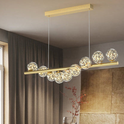 Modern 9-Bulb LED Chandelier with Milky Glass Balls - Stylish Dining Room Pendant Light