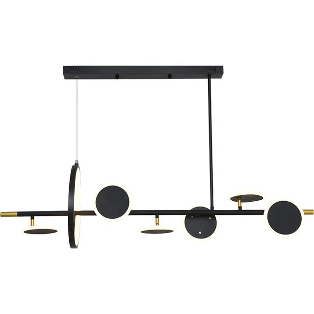 6-Light Black Gold Body Linear LED Chandelier Pendant Light - Stylish Hanging Lamp with Spotlights