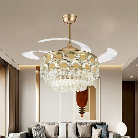 Acrylic Invisible Transparent Fan Light - Modern Circular Ceiling Fan for Living Room and Bedroom Atmosphere Lighting