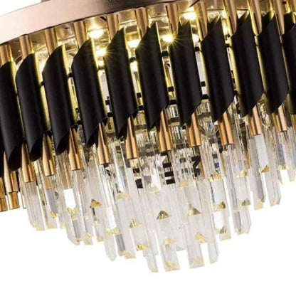 Black and Golden Finish Crystal Design Chandelier Fan For Home and Hotel - Premium Design - Home Decor