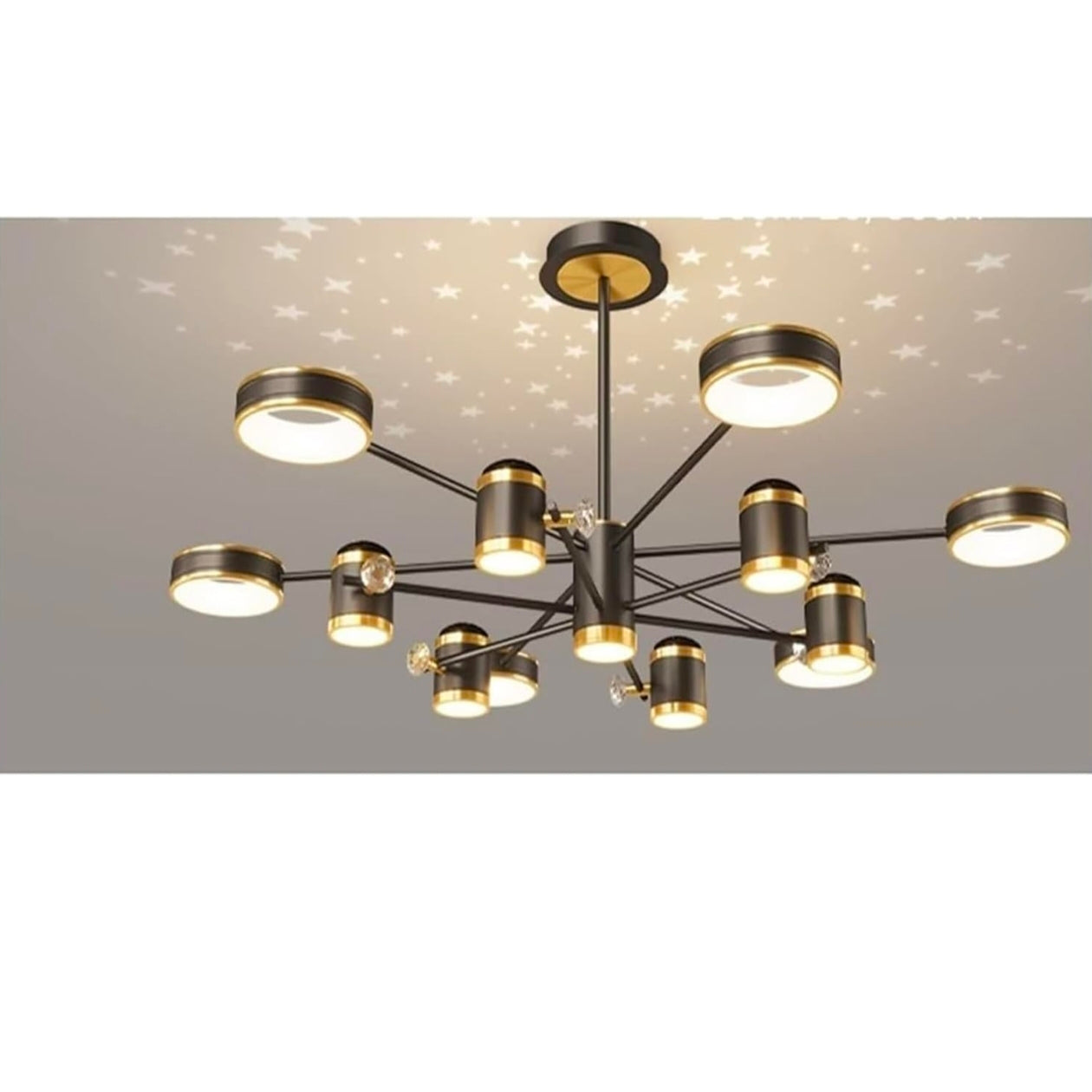 Modern LED Chandelier with Remote Control Featuring Starry Projection - Stylish Ceiling Pendant Light for a Unique Ambiance