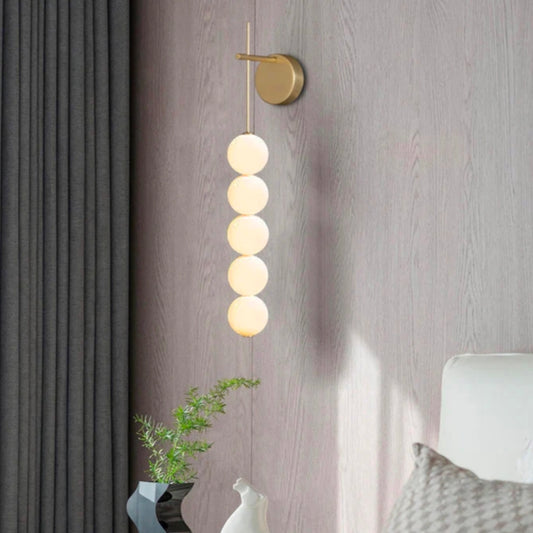 Vertical String Gold Globe Glass Design Wall Lamp – Elegant Lighting for Modern Spaces