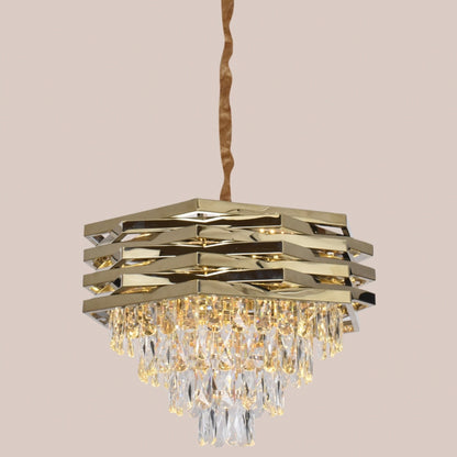 Modern Hexagon Crystal Pendant Chandelier – Unique Home and Villa Decor Lighting - Size 50MM