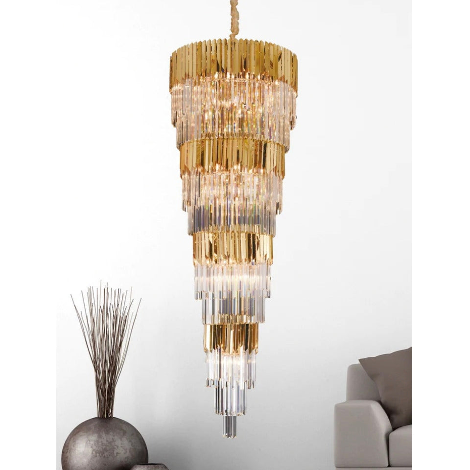 Elegant Modern Minimalist K9 Crystal Chandelier for Living Room & Staircase - 600*1800MM Duplex Lighting