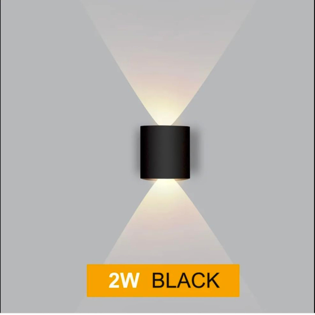 2-Way Oval Up-Down LED Outdoor Waterproof Wall Lamp | IP65, 2W in Warm White with Black Metal Body - Ideal for Modern Living Room & Outdoor Use - Pack of 1