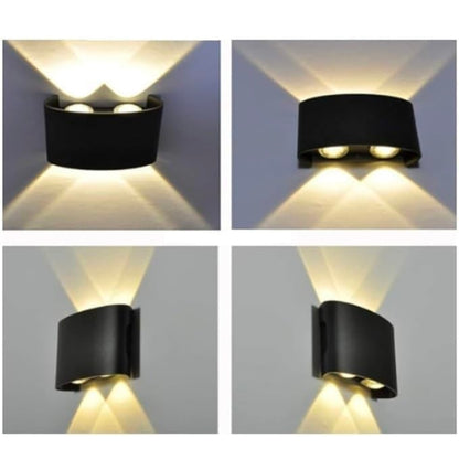 Aluminum 4-Way 4W Up & Down LED Wall Light in Warm White - IP65 Outdoor/Indoor Use - Pack of 1