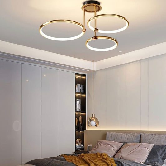 Modern LED Dimmable Ring Ceiling Light Fixture - Gold Flush Mount for Dining Room, Living Room, and Kitchen