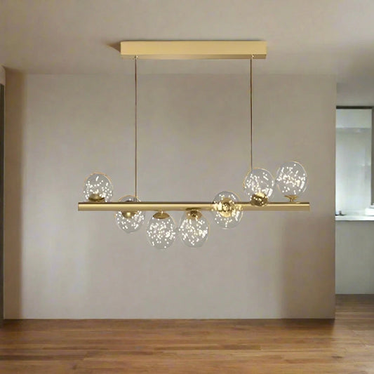 Modern 7-Bulb LED Dining Room Chandelier with Milky Glass Balls - Elegant Bar Pendant Light