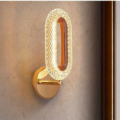 Luxury LED Glass Crystal Oval Wall Light with Golden Metal Finish