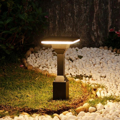 LED Modern Pillar Light - Black Gate Lamp with E27 Lantern Post, Warm White Lighting for Outdoor Decor