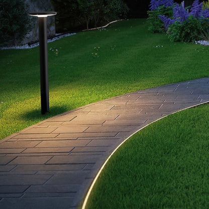 Sleek Circular Bollard Light - Modern Outdoor Lighting Fixture for Pathways and Garden Decor