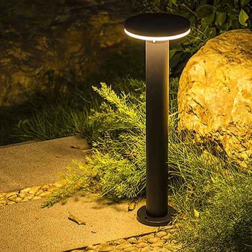 Sleek Circular Bollard Light - Modern Outdoor Lighting Fixture for Pathways and Garden Decor