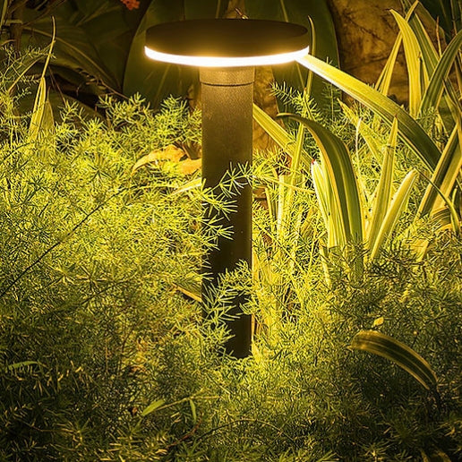 Sleek Circular Bollard Light - Modern Outdoor Lighting Fixture for Pathways and Garden Decor