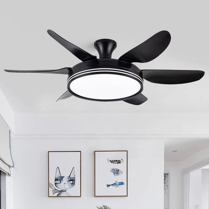 52-Inch Modern Black Ceiling Fan Chandelier - Remote Control with 6 Blades and Warm White Lighting