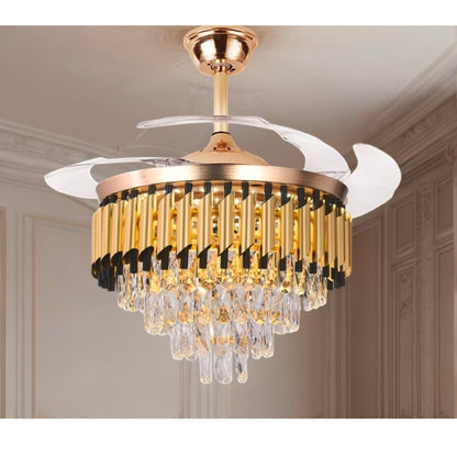 Smart Chandelier Fan with Alexa/Google Home Compatibility - BLDC Motor, Summer/Winter Mode, Dimmable LED Light, Remote & Mobile App Control