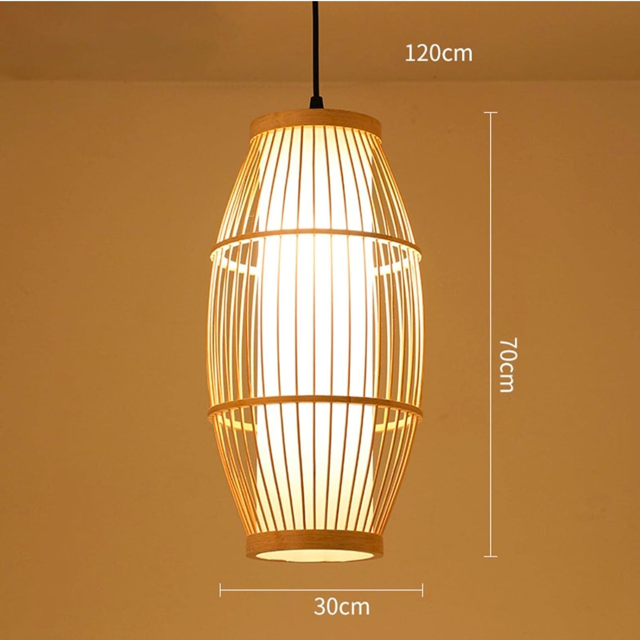 Chinese Style Bamboo Chandelier - Decorative E27 Retro Lighting Fixture for Aisle, 11.8x27.6 inches