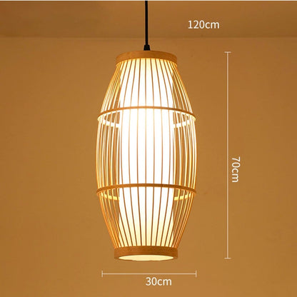 Chinese Style Bamboo Chandelier - Decorative E27 Retro Lighting Fixture for Aisle, 11.8x27.6 inches