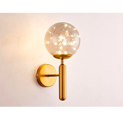 Fairy Round Glass Ball Modern Metal Wall Light - Gold Warm White, Up to 40 Watts Capacity