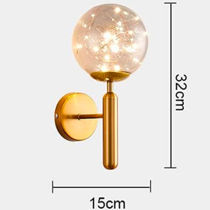 Fairy Round Glass Ball Modern Metal Wall Light - Gold Warm White, Up to 40 Watts Capacity