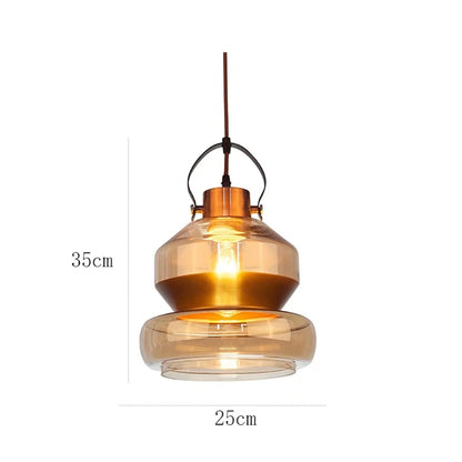 Retro Nostalgia Pendant Lights - Amber Glass Lampshade Chandelier, Creative Northern European Style Hanging Lights for Restaurant, Living Room, Kitchen, and Bedroom Decor