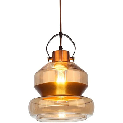 Retro Nostalgia Pendant Lights - Amber Glass Lampshade Chandelier, Creative Northern European Style Hanging Lights for Restaurant, Living Room, Kitchen, and Bedroom Decor