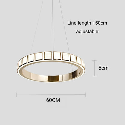 Modern Golden Chandelier - 36W Elegant Ceiling Fixture, 60cm Diameter for Stylish Home Decor