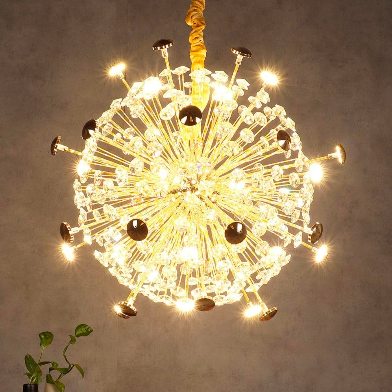 Dandelion Crystal Chandelier - Modern Industrial Hanging Fixture