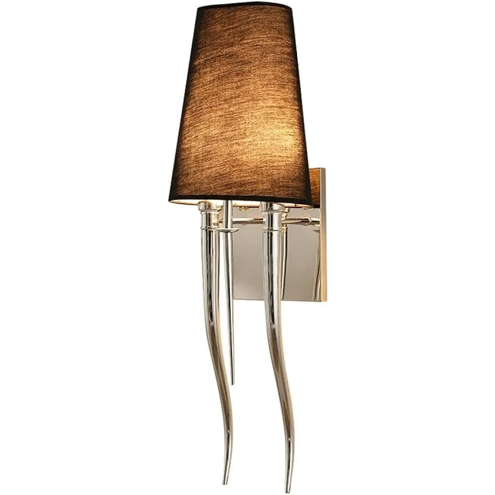 Chrome Metal Wall Light with Fabric Shade - Post Modern Artistic Wall Mount Lamp for Indoor Chandelier, E27 (Dark, 65cm)