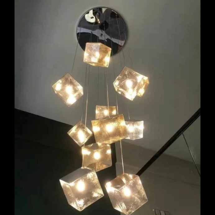 Modern LED Square Crystal Chandelier - Large Lighting Fixture for Hotel and Elegant Home Decor