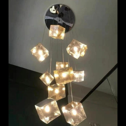 Modern LED Square Crystal Chandelier - Large Lighting Fixture for Hotel and Elegant Home Decor