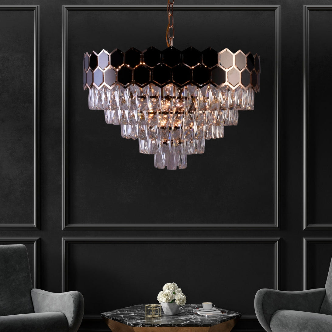 Majestic Manor Crystal Hexagon Chandelier – Exquisite Home Decor Lighting