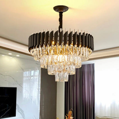 Black Mamba Round Chandelier – RGB + 3-Color Bluetooth Lighting with Remote Control & Rotating Feature