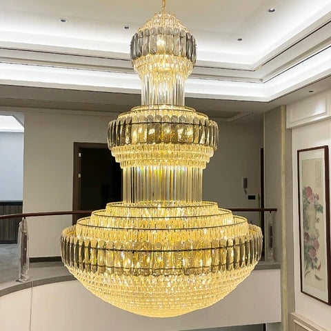 Luxury Crystal Chandelier for Duplex Living Rooms & Hotel Lobbies – High-End Ceiling Lighting for Villas & Restaurants