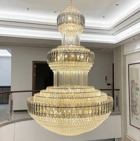 Luxury Crystal Chandelier for Duplex Living Rooms & Hotel Lobbies – High-End Ceiling Lighting for Villas & Restaurants