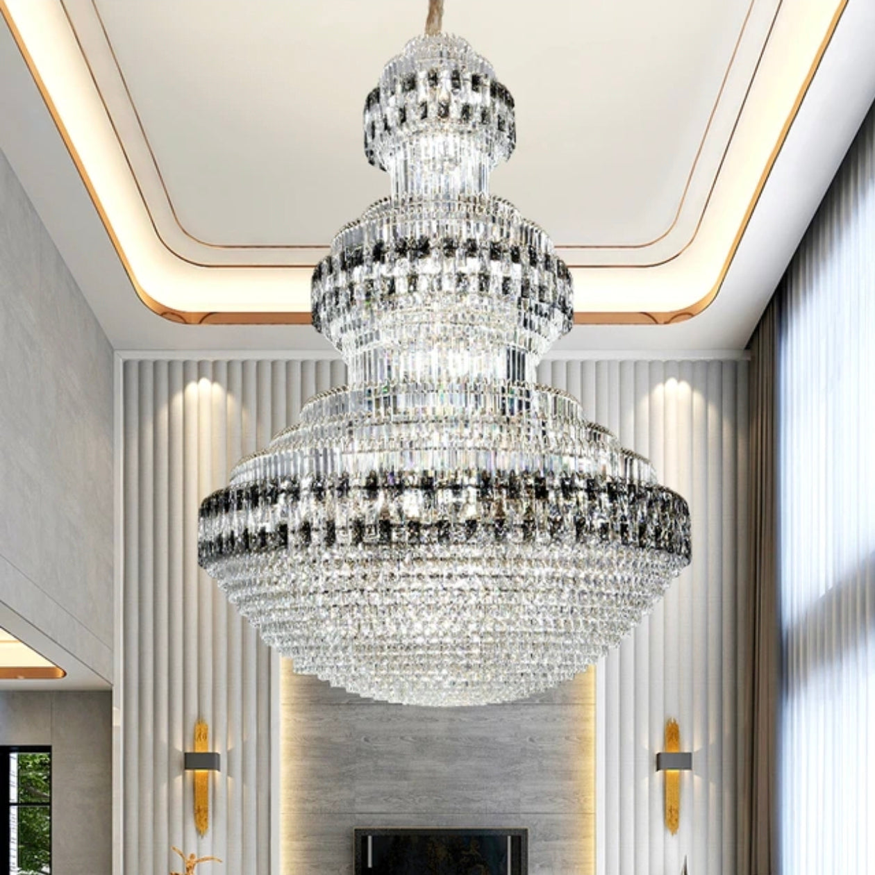 Modern Luxury Glass Villa Ceiling Lamp – Elegant Staircase & Interior Lighting for Hotel Decor