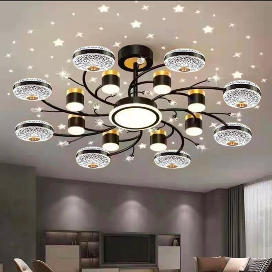 Starry Atmosphere Living Room Chandelier - Simple Luxury Main Ceiling Lamp Combination for Bedroom Décor