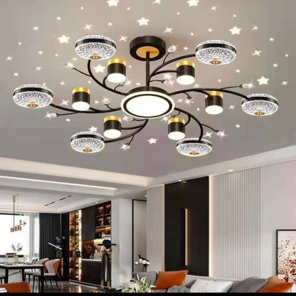 Starry Atmosphere Living Room Chandelier - Simple Luxury Main Ceiling Lamp Combination for Bedroom Décor