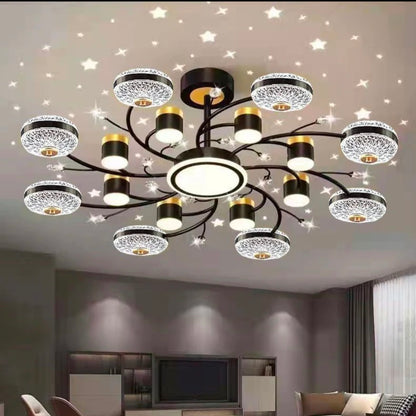 Starry Atmosphere Living Room Chandelier - Simple Luxury Main Ceiling Lamp Combination for Bedroom Décor