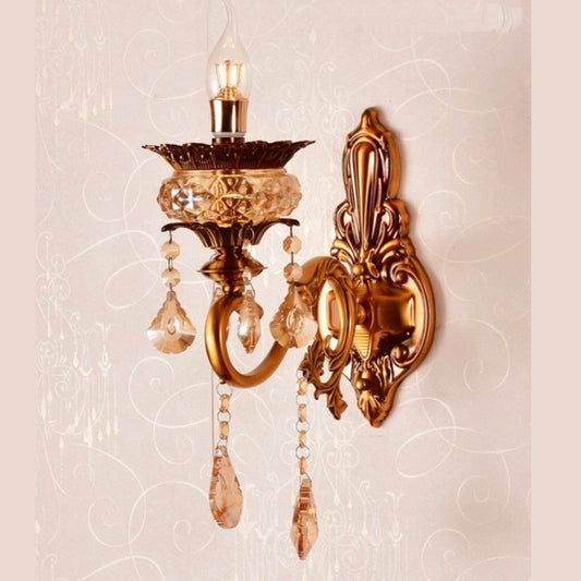 Gold Metal & Crystal Adison Wall Light - Elegant Wall Sconce for Bedroom, Living Room, and Hallway Decor