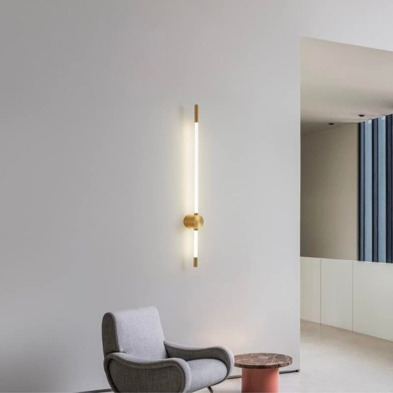 LED Gold Long Tube Acrylic Wall Light - Stylish Warm White Fixture for Modern Home Decor