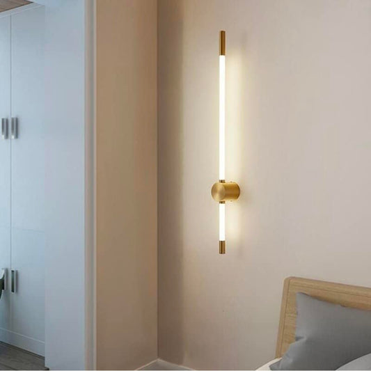 LED Gold Long Tube Acrylic Wall Light - Stylish Warm White Fixture for Modern Home Decor