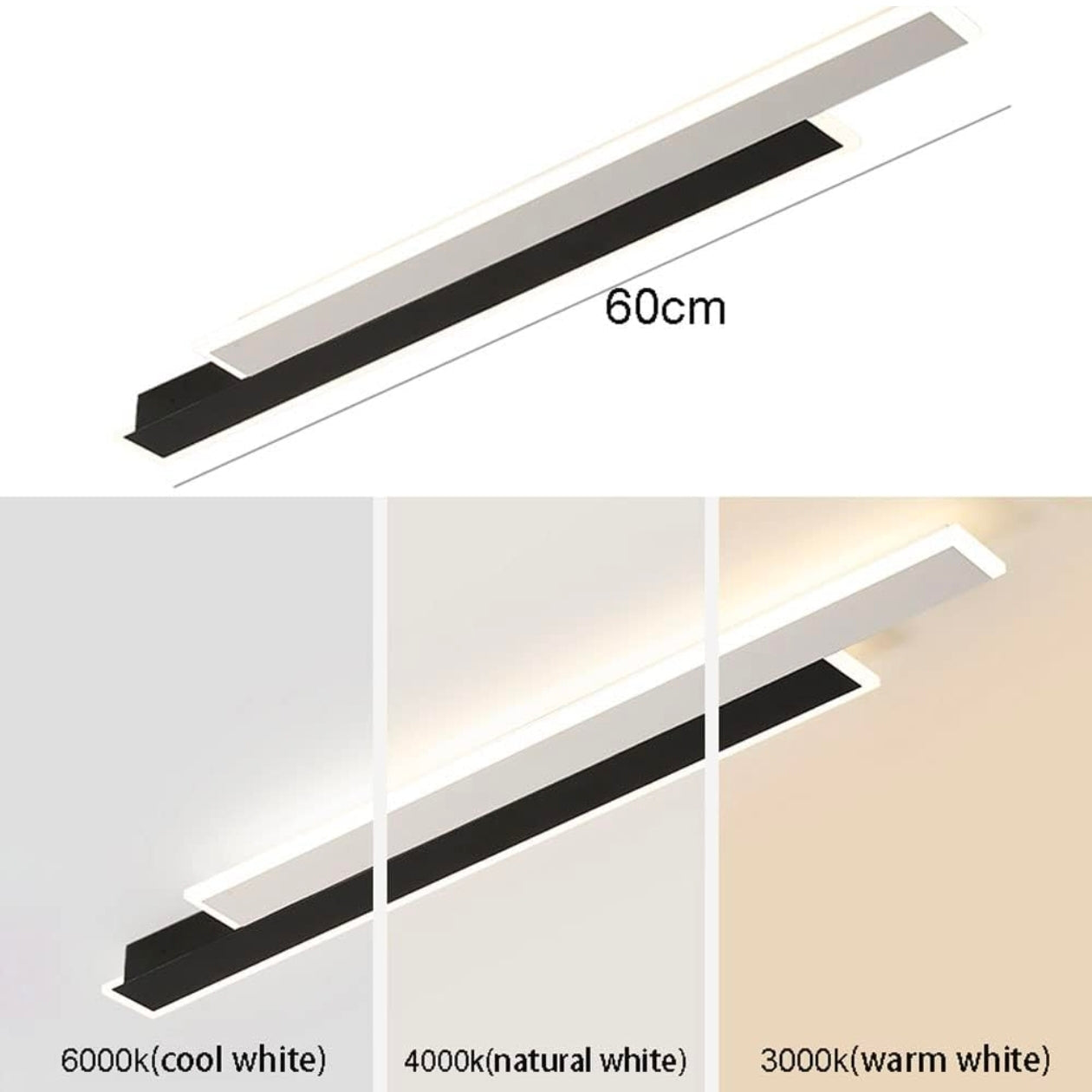 Linear Wall Sconce - Modern Strip Light for Bedroom, Living Room, and Hallway - Height 60cm