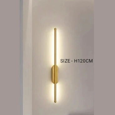 Strip LED Living Room Wall Light - Modern Full Copper Wall Lighting for Sofa Background and Bedroom Bedside - Height 1200mm