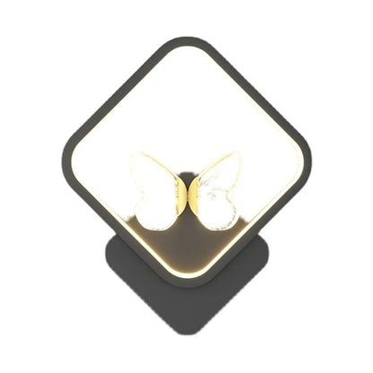 Square Butterfly Acrylic Lampshade Wall Sconce - Modern 15W LED Semi-Flush Mount Geometric Lighting Fixture for Bedroom and Bedside