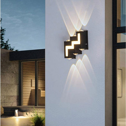 LED 6+6W Outdoor Black Wall Lamp - Up and Down Waterproof Sconce Light - Warm White (Pack of 1)