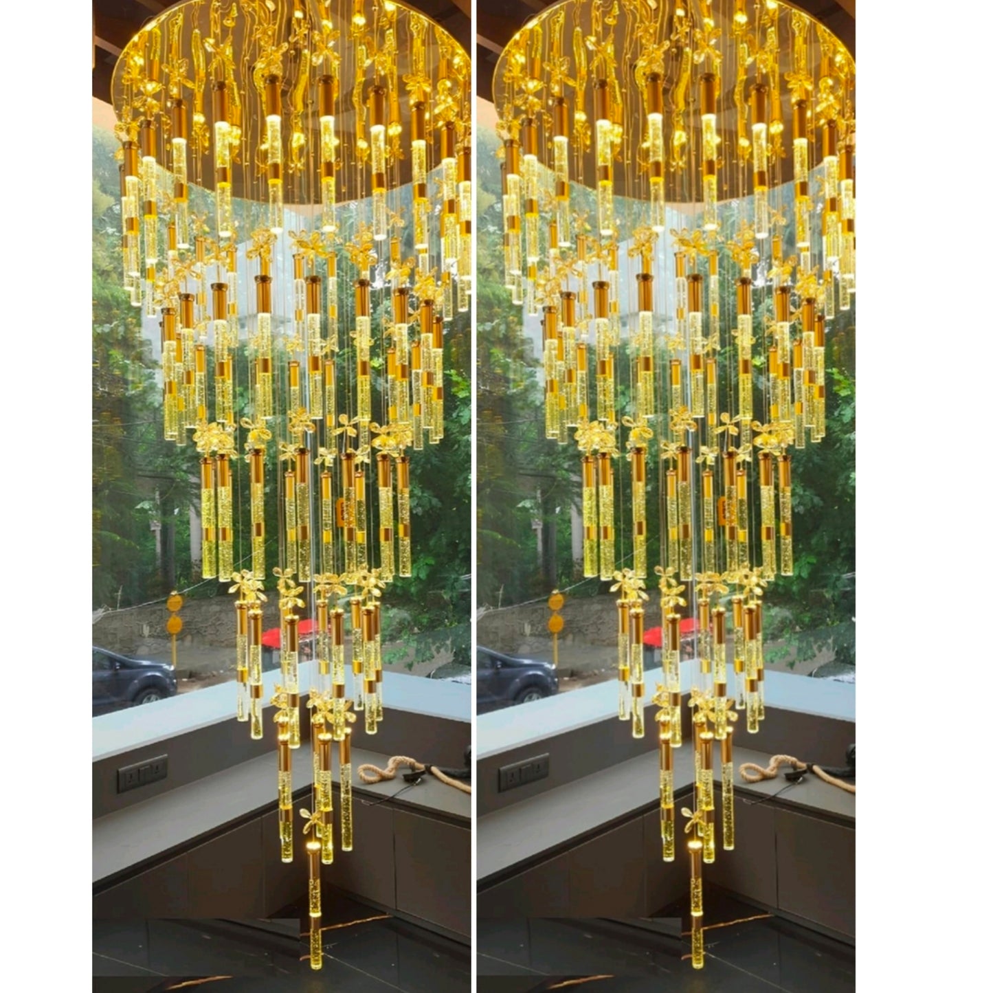 Crystal Gel Pendants - Luminous Luxury Duplex Staircase Chandeliers for Stunning Hanging Lighting