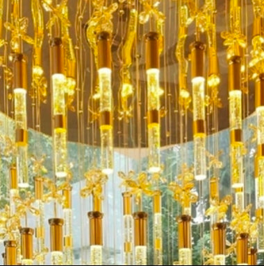 Crystal Gel Pendants - Luminous Luxury Duplex Staircase Chandeliers for Stunning Hanging Lighting