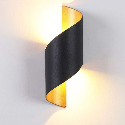 10W LED Outdoor Black and Gold Wall Lamp - Up and Down Waterproof Wall Light in Warm White (Pack of 1)